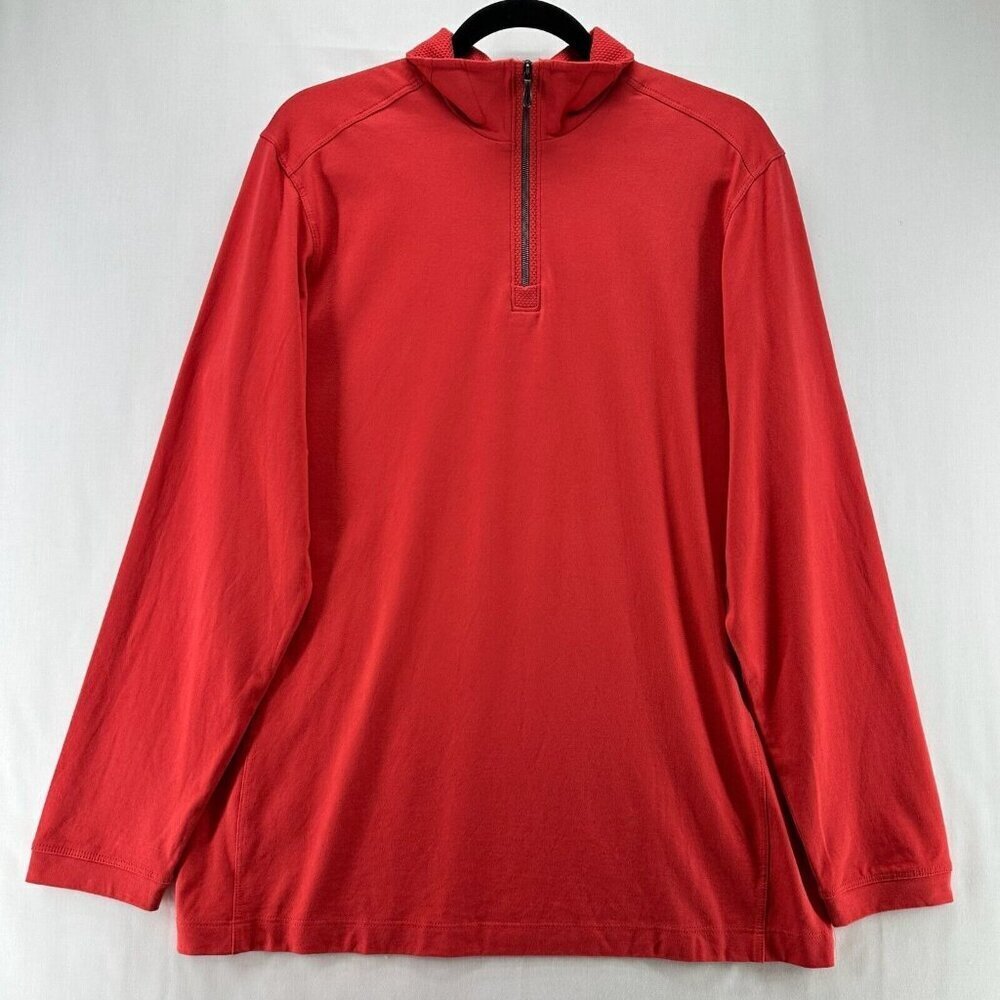 Tommy Bahama Shirt Mens Size S Pima Cotton Modal Polo 1/4 Zip Long Sleeve Red